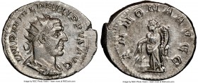Philip I (AD 244-249). AR antoninianus (24mm, 12h). NGC Choice AU. Rome, AD 244-247. IMP M IVL PHILIPPVS AVG, radiate, draped and cuirassed bust of Ph...