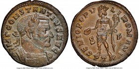 Constantius I (AD 305-306). BI follis or nummus (26mm, 6h). NGC AU. Trier, 1st officina, AD 305-306. IMP CONSTANTIVS AVG, laureate, cuirassed bust of ...