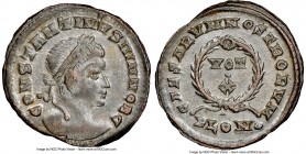 Constantine II, as Caesar (AD 337-340). AE3 or BI nummus (20mm, 7h). NGC Choice XF. London, 1st officina, AD 325. CONSTANTINVS IVN NOB C, laureate hea...