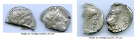 ANCIENT LOTS. Greek. Attica. Athens. Ca. 440-404 BC. Lot of two (2)AR tetradrachms. Choice VF-AU, cut in antiquity, scuff. Includes: (2) Mid-mass coin...
