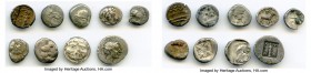 ANCIENT LOTS. Greek. Mixed. Lot of nine (9) AR fractions (11mm and smaller). About Fine-VF. Includes: Nine silver fractions of obol size and smaller, ...