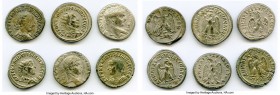 ANCIENT LOTS. Roman Provincial. AD 3rd century. Lot of six (6) BI tetradrachms. XF-Choice XF, Silvering. Includes: BI tetradrachm (6), various rulers....