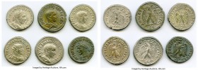 ANCIENT LOTS. Roman Provincial. AD 3rd century. Lot of six (6) BI tetradrachms. XF-Choice XF, Silvering. Includes: BI tetradrachm (6), various rulers....