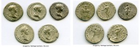ANCIENT LOTS. Roman Imperial. Lot of five (5) AR denarii. Fine-About VF. Includes: AR denarii (5), various rulers. Total five (5) coins in lot. SOLD A...