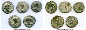 ANCIENT LOTS. Roman Imperial. Lot of five (5) AR denarii. About Choice Fine-XF Includes: AR denarii (5), various rulers. Total five (5) coins in lot. ...