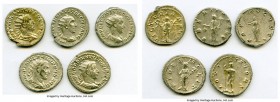 ANCIENT LOTS. Roman Imperial. AD 3rd century. Lot of five (5) AR antoniniani. Choice VF-Choice XF. Includes: AR antoniniani (5), various rulers. Total...