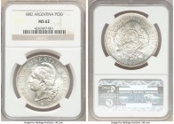 Republic Peso 1882 MS62 NGC, Buenos Aires mint, KM29. Cartwheel luster, light taupe toning. 

HID09801242017

© 2020 Heritage Auctions | All Right...