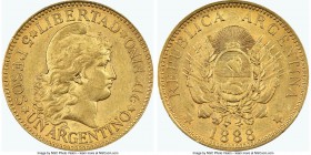 Republic gold 5 Pesos (Argentino) (5 Pesos) 1888 AU58 NGC, KM31. AGW 0.2334 oz. 

HID09801242017

© 2020 Heritage Auctions | All Rights Reserved