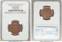 Republic Pair of Certified bronze Essai Centavos 1883-EG NGC, 1) Centavo - MS64 Red and Brown, KM-E2 2) 2 Centavos - PR64 Red and Brown, KM-E4 Paris m...