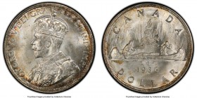 George V Dollar 1936 MS64+ PCGS, Royal Canadian mint, KM31. Alluring silvery toning with some golden highlights at the peripheries.

HID09801242017...