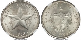 Republic "High Relief" Star Peso 1915 MS63 NGC, Philadelphia mint, KM15.1. High Relief star variety. 

HID09801242017

© 2020 Heritage Auctions | ...