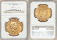 Republic gold 20 Pesos 1915 AU55 NGC, Philadelphia mint, KM21. One year type. AGW 0.9675 oz. 

HID09801242017

© 2020 Heritage Auctions | All Righ...