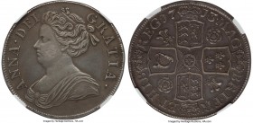 Anne Crown 1713 XF Details (Cleaned) NGC, KM536. Apparently only lightly cleaned long ago, the surfaces since repatinating to a soft dove-gray, and th...