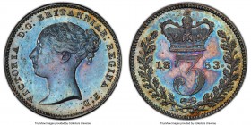 Victoria 3 Pence 1853 MS63 PCGS, KM730 ,S-3914. Electric blue, lavender and gold toned. 

HID09801242017

© 2020 Heritage Auctions | All Rights Re...