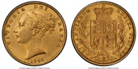 Victoria gold Sovereign 1865 MS62 PCGS, KM736.2, S-3853. Die #16. AGW 0.2355 oz. 

HID09801242017

© 2020 Heritage Auctions | All Rights Reserved