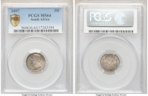 Republic 3 Pence 1897 MS64 PCGS, KM3. Rainbow toned. 

HID09801242017

© 2020 Heritage Auctions | All Rights Reserved