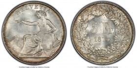 Confederation Specimen 5 Francs 1874-B MS64 PCGS, Bern mint, KM11. Lustrous with golden-orange peripheral toning. 

HID09801242017

© 2020 Heritag...