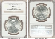 Confederation 5 Francs 1923-B MS62 NGC, Bern mint, KM37. William Tell / Confederation cross shield. 

HID09801242017

© 2020 Heritage Auctions | A...
