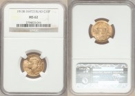 Confederation gold 10 Francs 1913-B MS62 NGC, Bern mint, KM36. AGW 0.0933 oz. 

HID09801242017

© 2020 Heritage Auctions | All Rights Reserved