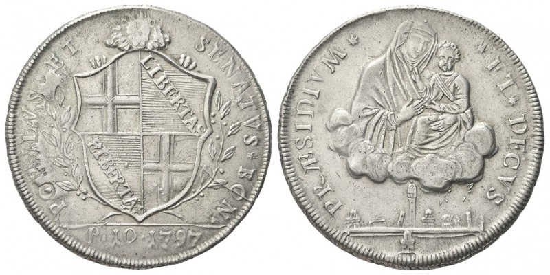 BOLOGNA
Governo Popolare, 1796-1797.
Scudo da 10 Paoli 1797.
Ag gr. 29,01
Dr...