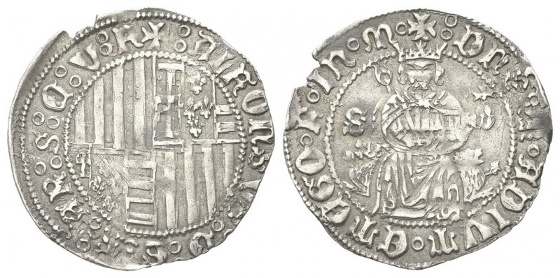 NAPOLI
Alfonso I d’Aragona, 1442-1458.
Carlino.
Ag gr. 2,23
Dr. ALFONSVS D G...