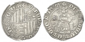 NAPOLI
Alfonso I d’Aragona, 1442-1458.
Carlino.
Ag gr. 2,23
Dr. ALFONSVS D G ARAG S C V R. Stemmi di Ungheria, Gerusalemme, Aragona e Napoli.
Rv....