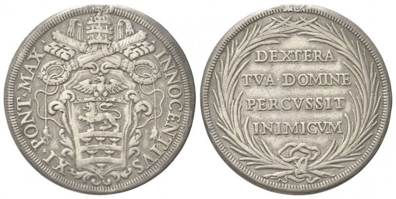 ROMA
Innocenzo XI (Benedetto Odescalchi), 1676-1689.
Piastra.
Ag gr. 31,47
D...