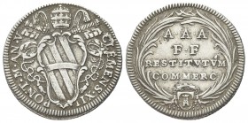 ROMA
Clemente XII (Lorenzo Corsini), 1730-1740. 
Giulio a V. 
Ag gr. 2,75
Dr. CLEMENS XII - PONT M A V. Stemma sormontato da triregno e chiavi dec...