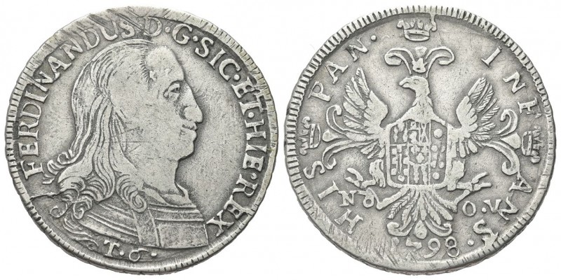 SICILIA
Ferdinando IV (I) di Borbone, 1759-1816.
Da 6 Tarì 1798.
Ag gr. 13,35...
