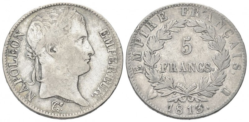TORINO
Napoleone I Imperatore, 1804-1814 e 1815.
5 Franchi 1813 Torino.
Ag
D...