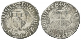 SAVOIA ANTICHI
Ludovico, il Generoso, 1440-1465.
Doppio Bianco zecca incerta.
Ag gr. 3,03
Dr. LVDOVICVS DVX [crescente] SABAVDIE PR. Scudo di Savo...