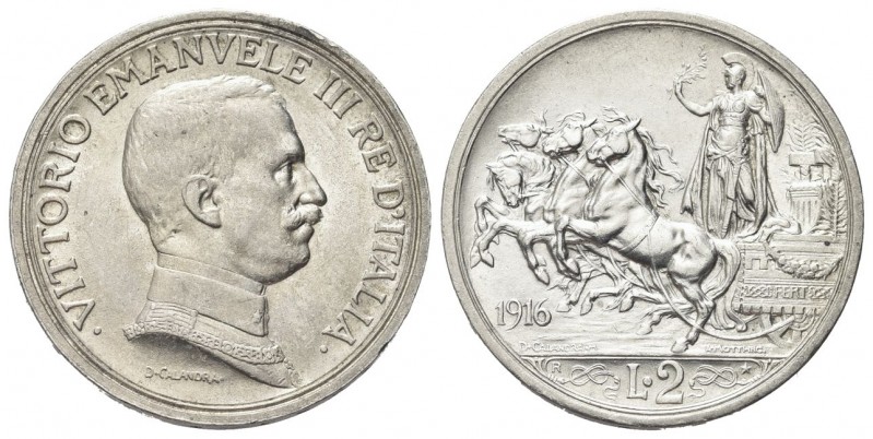 REGNO D’ITALIA
Vittorio Emanuele III, 1900-1943.
2 Lire 1916 Roma, Quadriga br...