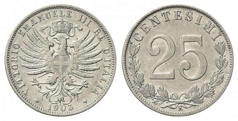 REGNO D’ITALIA
Vittorio Emanuele III, 1900-1943.
25 Centesimi 1903 Roma, Valor...