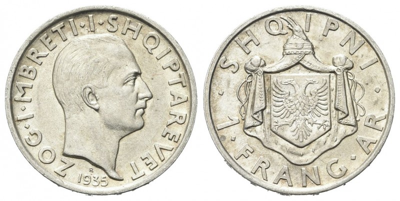 ALBANIA
Re Zogu I, 1925-1939.
Franga 1935 Roma.
Ag gr. 4,99
Dr. Testa nuda a...