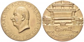 PAVIA
Adolfo Mazza (ciclista e industriale italiano), 1865-1956.
Medaglia 1956.
Æ gr. 234,40 mm 70
Dr. DOTT ING ADOLFO MAZZA / CAV DEL LAVORO. Tes...
