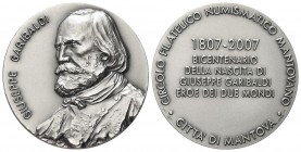 ROMA
Giuseppe Garibaldi (patriota), 1807-1882.
Medaglia 2007 opus OMEA.
Ag gr. 62,64 mm
Dr. GIUSEPPE GARIBALDI. Busto a s..
Rv. CIRCOLO FILATELIC...