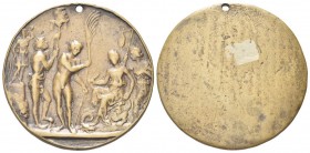CREMONA
II Metà del XV secolo.
Placchetta circolare attribuita a Giovanni Fondulini Fonduli di Cremona.
Æ gr. 41,47 mm 53
Dr. Figura muliebre sedu...
