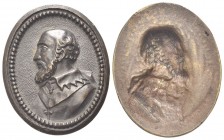 ITALIA
XVII secolo.
Placchetta ovale con prelato.
Æ gr. 12,21 mm 34,7x43,2
Dr. Busto con abito talare a s.
SPL