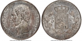 Leopold I 5 Francs 1851 MS64+ NGC, KM17. Variety with dot above date. Seemingly a slightly scarcer variety for this short-lived type, and a generally ...