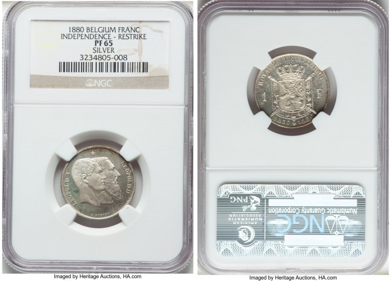 Leopold II silver Proof Restrike "Independence" Franc 1880 PR65 NGC, Bogaert-122...