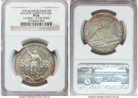 Leopold III silver Proof Restrike 50 Francs 1935 PR66 NGC, Bogaert-2540B7. Plain edge. Flemish legends. Exhibiting an essentially flawless strike on a...