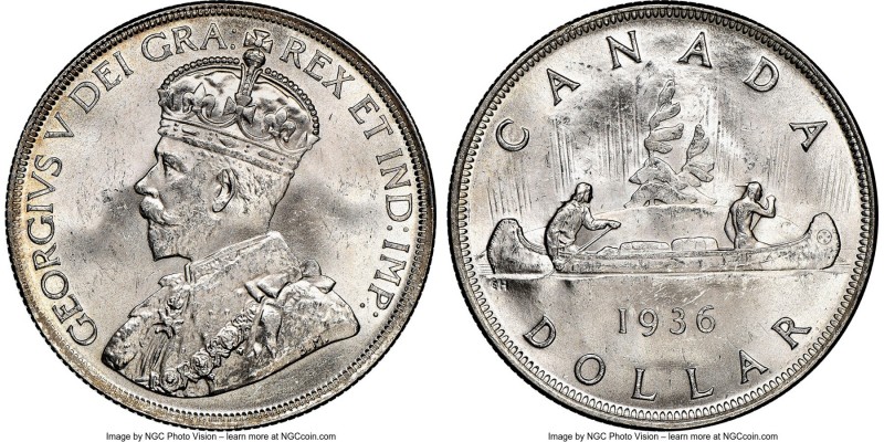George V Dollar 1936 MS64 NGC, Royal Canadian mint, KM31. A frosty example exudi...