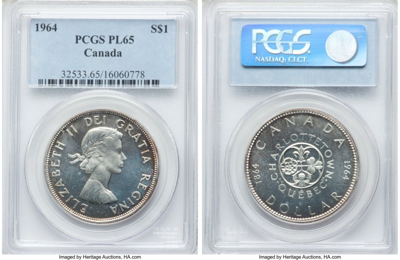 Elizabeth II Prooflike Dollar 1964 PL65 PCGS, Royal Canadian mint, KM58. Struck ...
