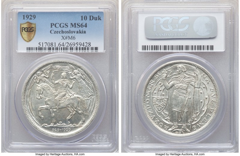 Republic silver Medallic 10 Dukaten 1929 MS64 PCGS, KM-XM6. Mintage: 3,259. Stru...