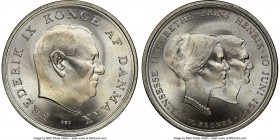 Frederick IX 10 Kroner 1967 (h)-CS MS67 NGC, Copenhagen mint, KM-X10. Mintage: 100. A fleeting low-mintage issue celebrating the wedding of Princess M...