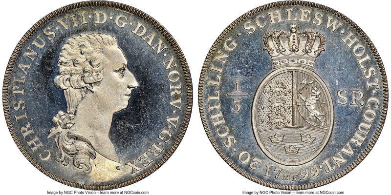 Schleswig-Holstein. Christian VII of Denmark silver Proof Restrike 1/3 Speciedal...