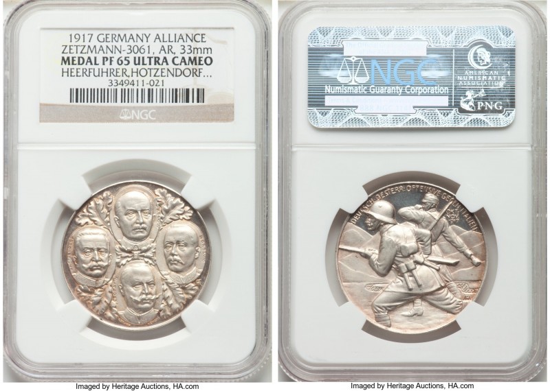 "WW1 Generals" silver Proof Medal 1917 PR65 Ultra Cameo NGC, Zetzmann-3061. 33mm...
