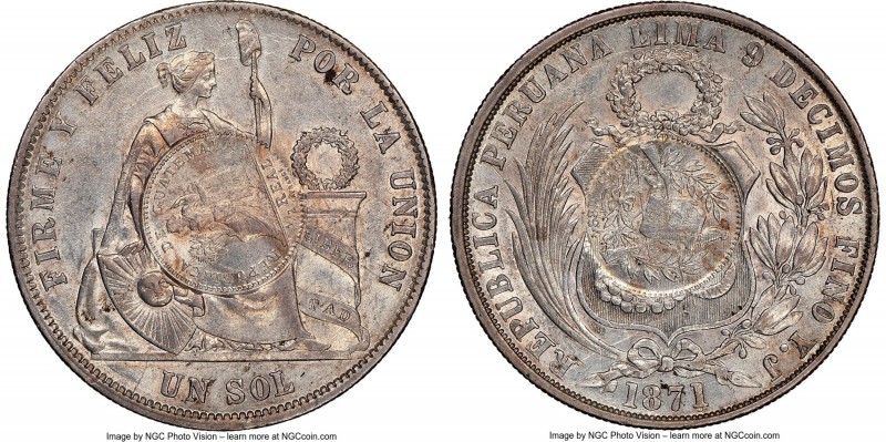 Republic Counterstamped Peso 1894 AU Details (Obverse Scratched) NGC, KM224. C/S...