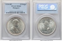 Republic 5 Pengo 1930-BP MS66 PCGS, Budapest mint, KM512.1. Struck to commemorate the 10th anniversary of Admiral Horthy's regency. 

HID09801242017

...