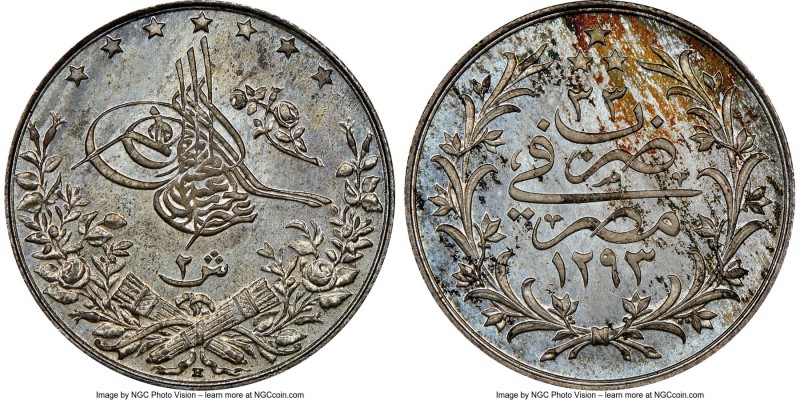 Ottoman Empire. Abdul Hamid II 2 Qirsh AH 1293 Year 33 (1909/1910) MS66 NGC, Mis...